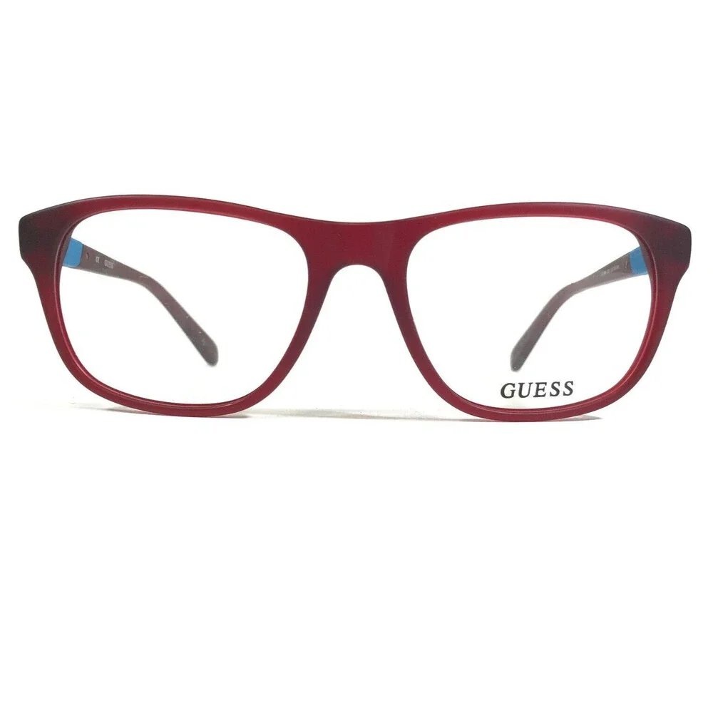 Guess Eyeglasses Frames GU1866 070 Blue Matte Red Square Full Rim 53-18-145